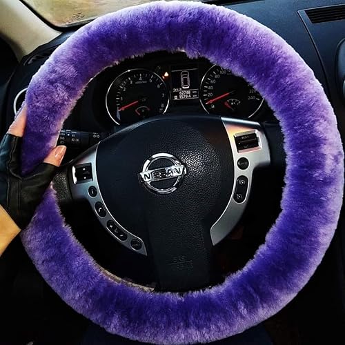 Miniatura 10 de OGLAND Funda de volante de piel de oveja suave y esponjosa para vehículo universal de automóvil, mujeres y hombres, 14 12 pulgadas, accesorios