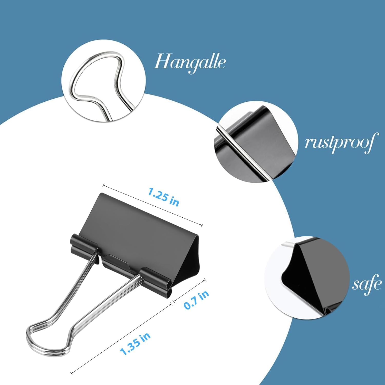 Ufmarine Clip medie per raccoglitore, lunghezza 3,2 cm, per ufficio (360 pezzi)