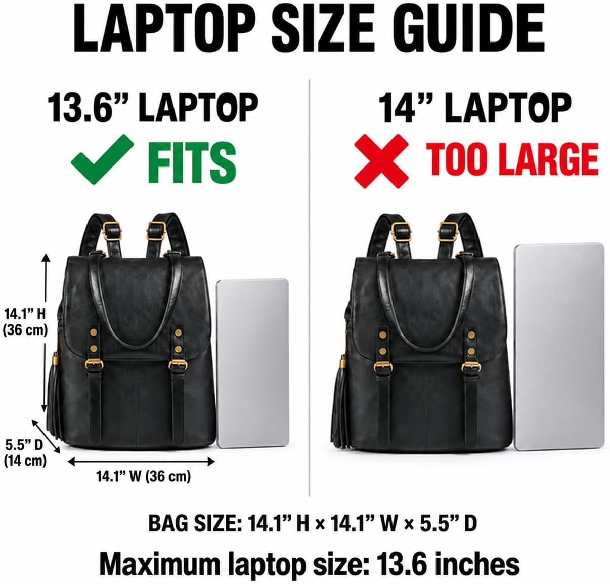 MOETYANG Leather Backpack Purse for Women, Vintage Black Backpack