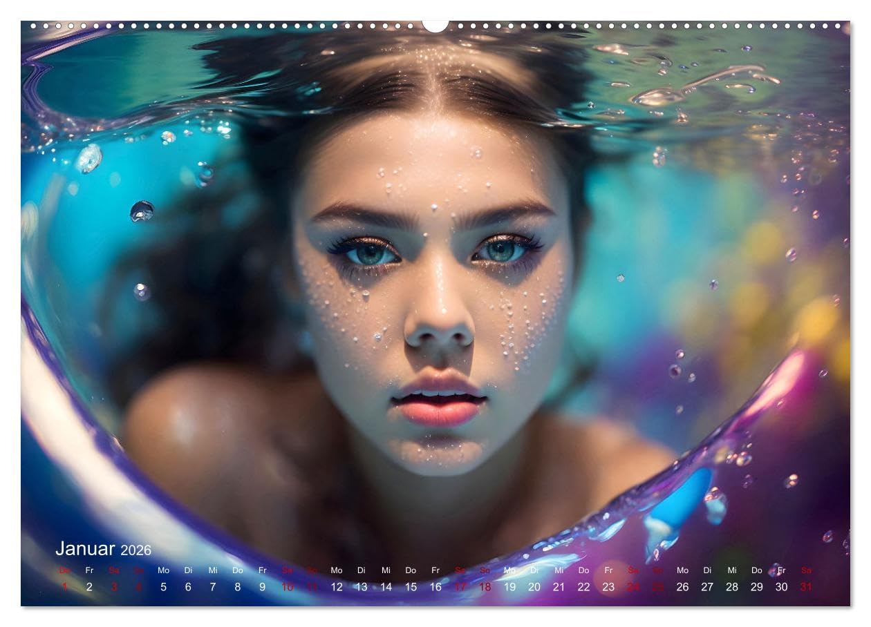 Models unter Wasser (hochwertiger Premium Wandkalender 2026 DIN A2 quer), Kunstdruck in Hochglanz: Atemberaubende Unterwasserporträts wunderschöner Frauen in magischem Licht (CALVENDO Kunst)