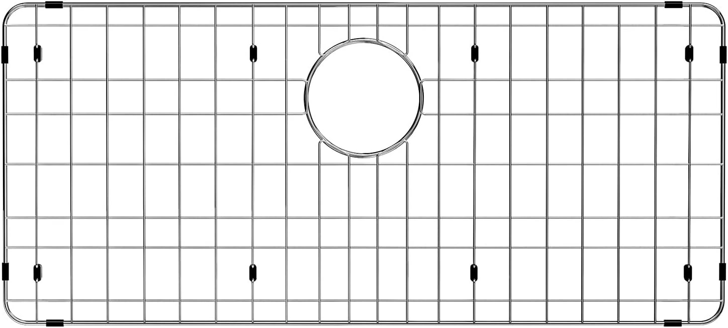 iPEGTOP Sink Protector Grid 28-3/8" x 14-3/16", Stainless Steel Sink Grids for Bottom of Kitchen Sinks Rear Drain Hole, Sink Grate with Hole Cover for Kitchen Sink Single Sink Bowl, One-Piece 28-3/8"x14-3/16",Rear Drain