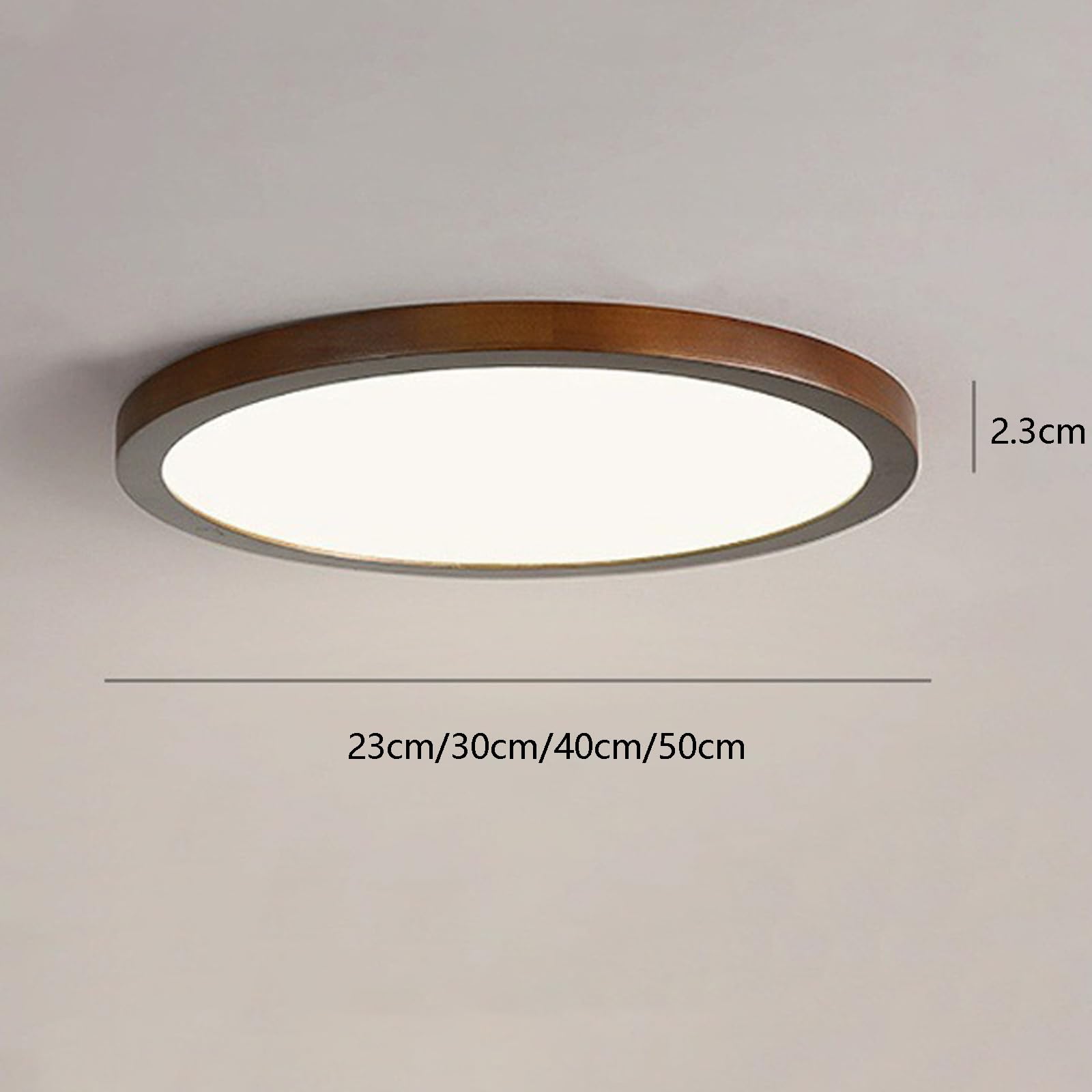 Madera Plafon LED Techo Redonda Plana Regulable 2700K-6500K Lámpara de Techo con Mando a Distancia Lámpara Techo Delgada Diseño para Salon Dormitorio Habitacion (Color Nogal,50cm)