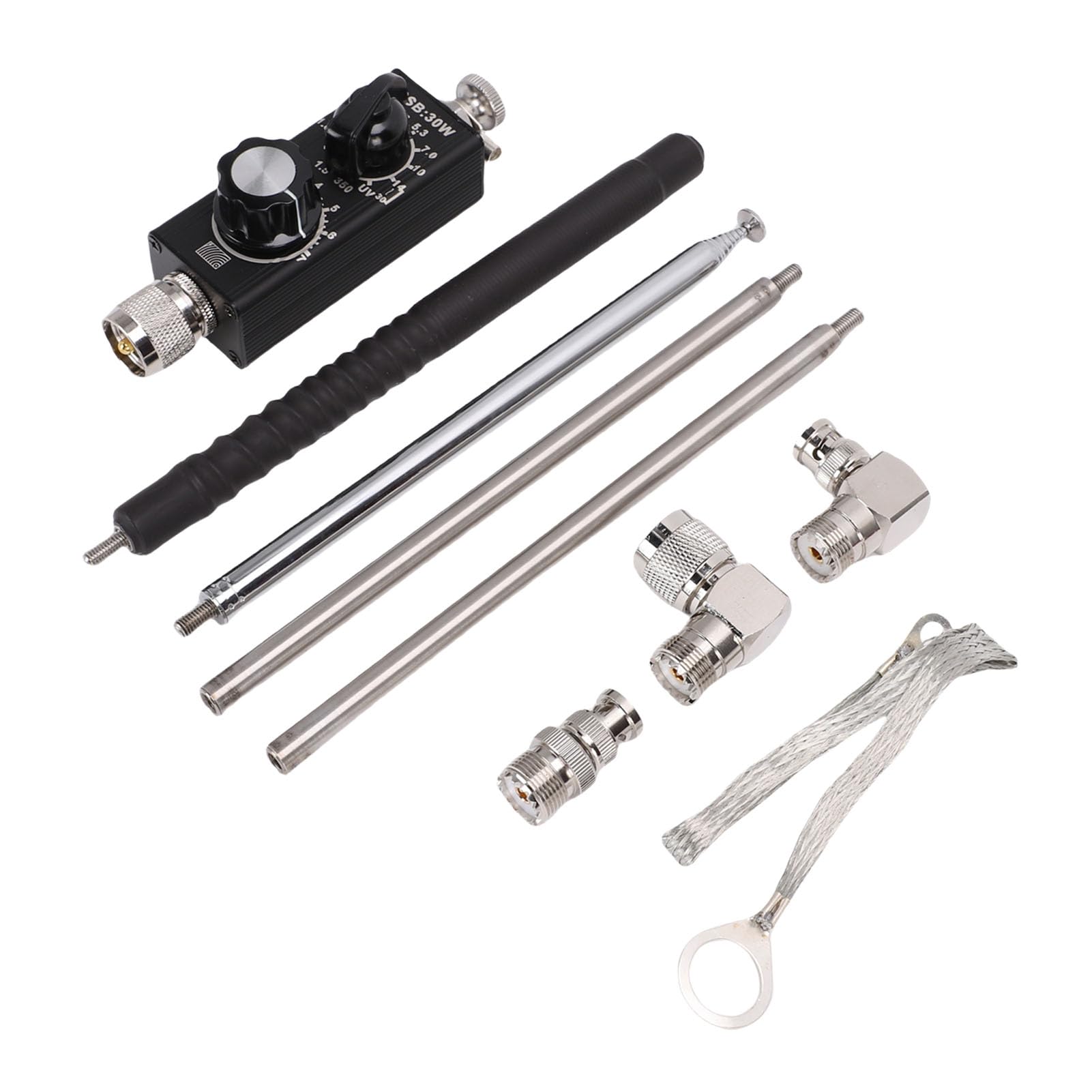 Antenna a Onde Corte QRP da 30 W 1,8 MHz-30 MHz VHF UHF Mini Antenna Portatile Regolabile per Radioamatore con Materiale in Lega di Alluminio e Acciaio