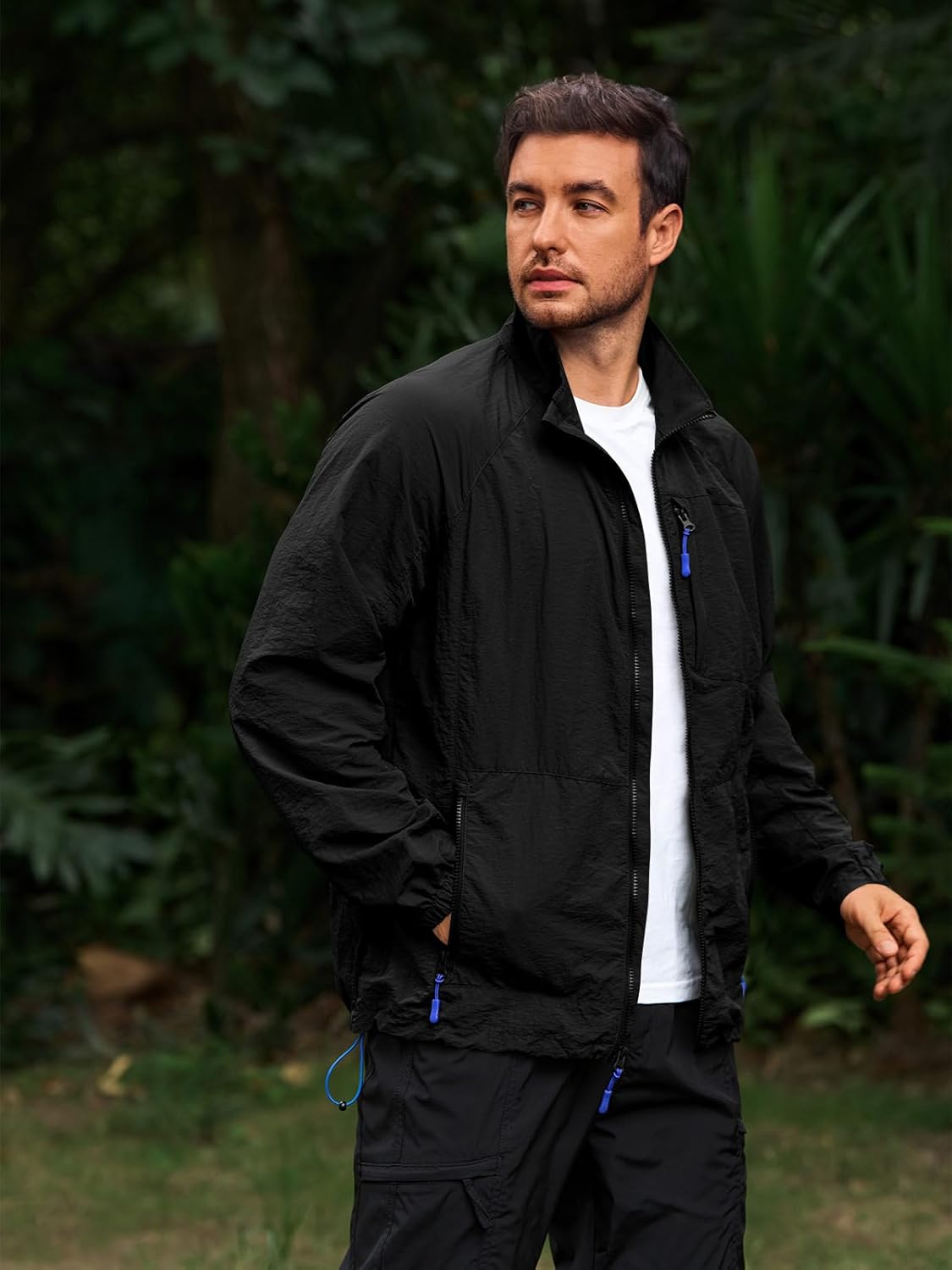 Yousify Mens Lightweight Jacket Windbreaker Full Zip Long Sleeve Outdoor Athletic Jackets for Hiking - Image 3