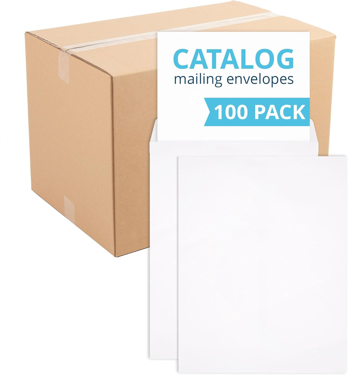 100 Blue Summit Supplies Catalog Mailing Envelopes, Gummed Seal, 10x13 Inch, Bright White, 100-Pack