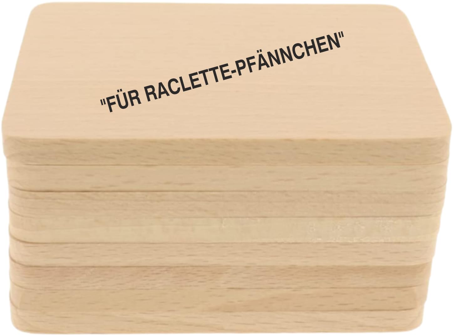 teemando® 8 x Beech Wood Coasters with Print 10 cm Decorative Coasters for Glasses and Raclette Pans