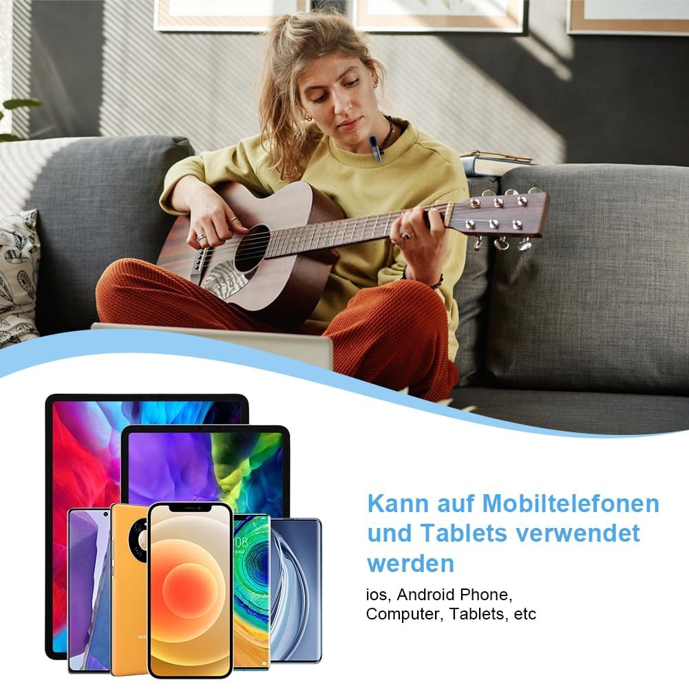 Lavalier Mikrofon Kabellos, Plug and Play Mini Mikrofon Bluetooth, USB C Mikrofone für iPhone IPad Android für Live,Videoaufzeichnung,YouTube,Vlog