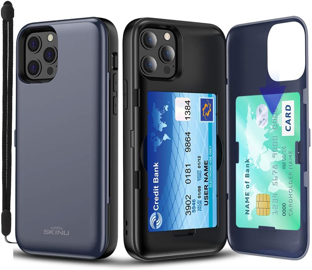 SKINU KOREACard Case Designed for iPhone 12 Mini Case (2020) with Credit Card Holder ID Slot Wrist Strap Inner Mirror - Orchid Gray