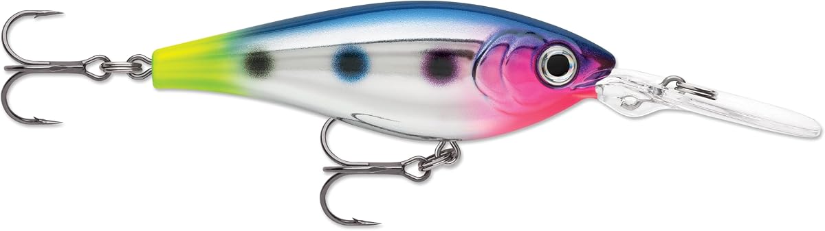 Harvest Shad Crankbait, señuelo de cebo duro, señuelo de pesca Bass Walleye y Pike, acción de bamboleo amplio, 2-3/4", cola caliente azul cromado