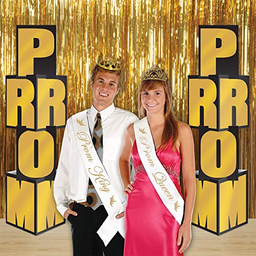 Image of Beistle Durable Cardstock Prom Night Decoration Column Photo Booth Party Decorations And Supplies Black /Gold