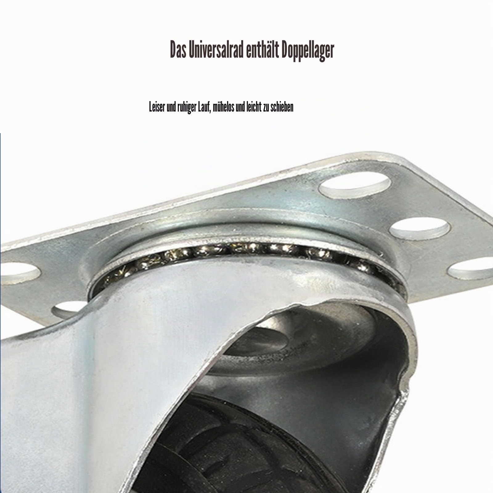 4" Rollen Räder mit Sicherheits-Doppelverriegelung, Satz von 4, Heavy Duty, Max Load 2000LBS, für Warenkorb, Möbel, Werkbank (schwarz, 10cm/4", 2Pcs Festes Rad+2Pcs Verriegelung Swivel)