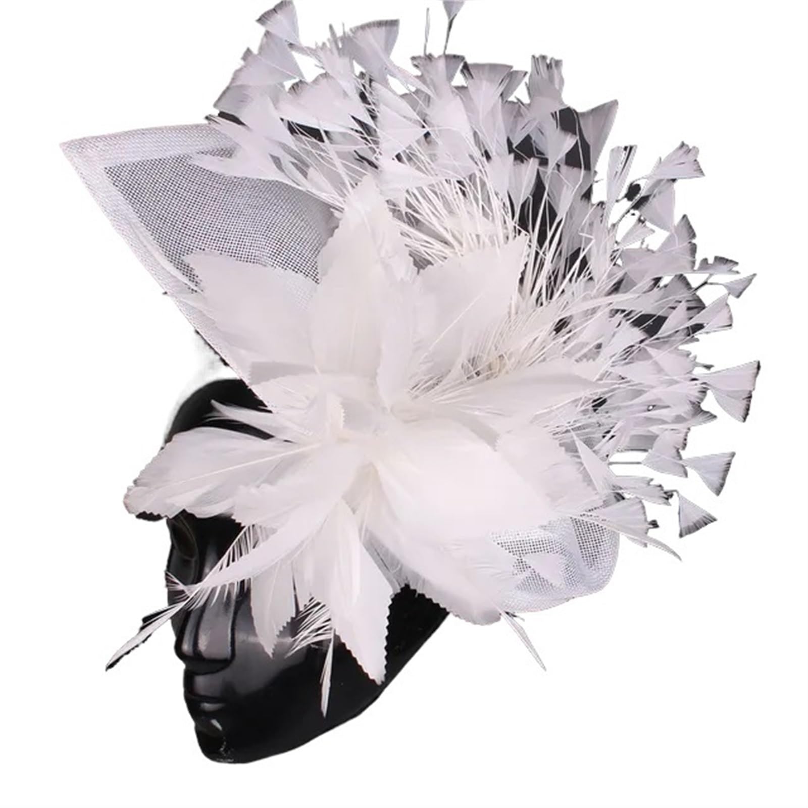 UALXPAO Wedding Hats Gorgeous Fascinator Hat With Clips Elegant Women Fancy Feathers Wedding Hats Bridal Hair Accessories Lady Millinery for Tea Party,Weddings(WHITE)