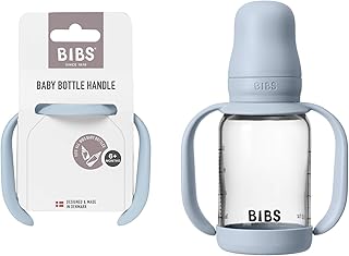 BIBS Griff Babyflasche - Griff für Babyflaschen - Kompatibel mit allen BIBS Baby Flaschen – Rutschfest & Ergonomisch - BPA-Frei - Ab 6 Monaten – Spülmaschinenfest - Baby Blue