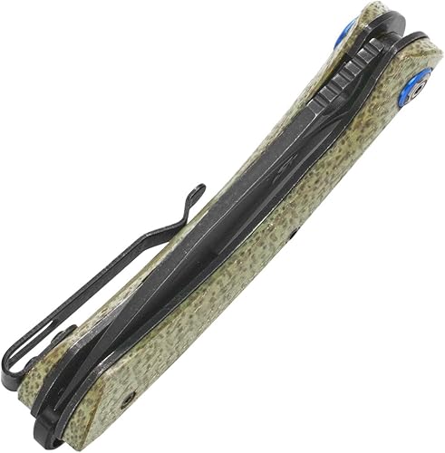 Miniatura 6 de Sitivien ST147 - Cuchillo de bolsillo plegable, hoja de acero 14C28N lavada a la piedra negra con mango de micarta, cuchillo de herramienta EDC para