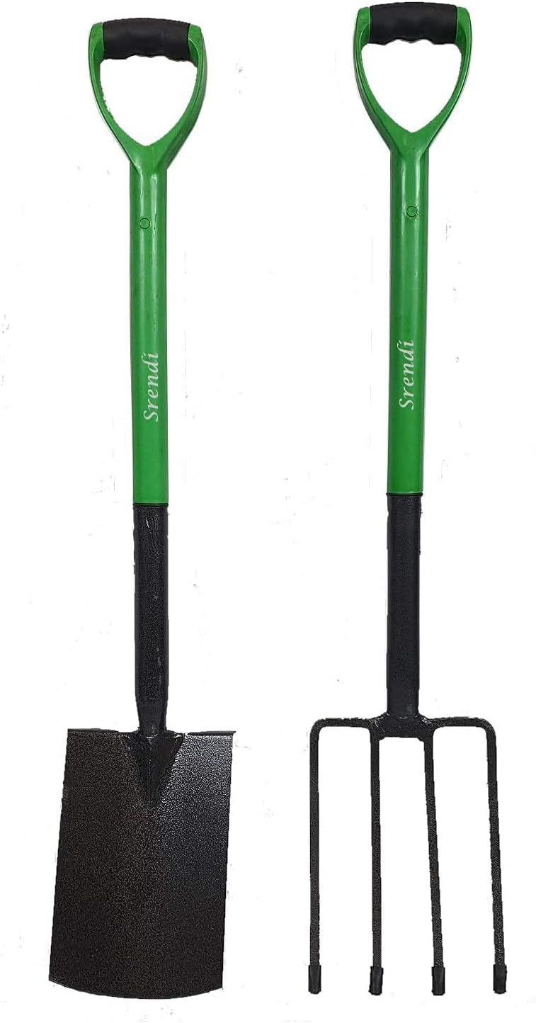 Easy Shopping® Set of Spade & Fork, Garden Rake, Prong Rake, Dutch Hoe