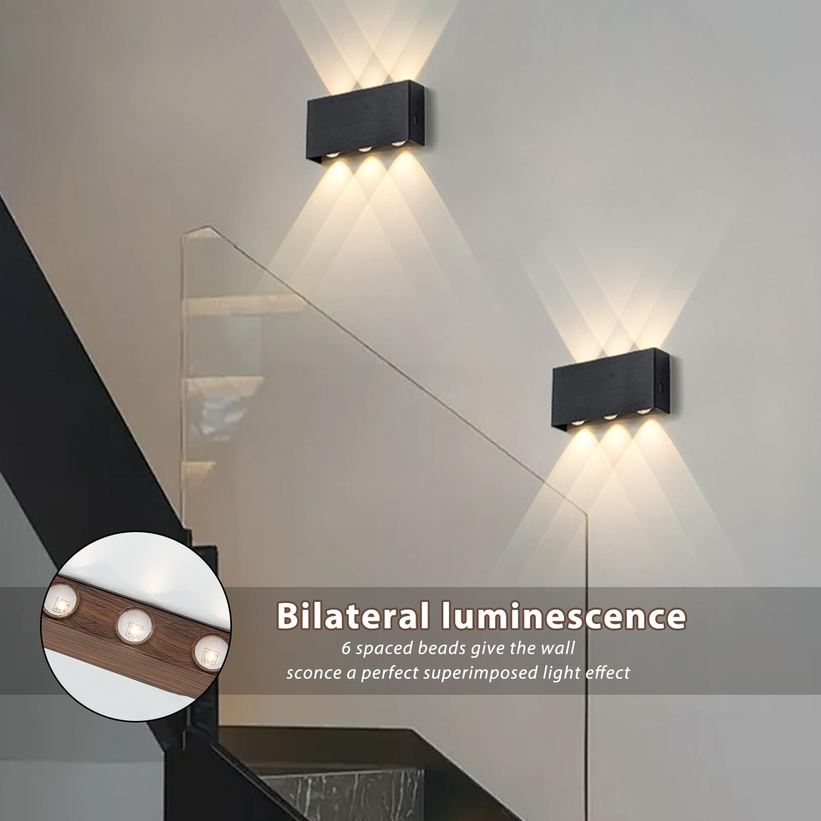 Akku Wandlampe, mit Touch Control Schalter LED Magnetisch Akku Wandleuchte 5200mAh Kabellose Wandlampe 3 Modi Helligkeitsstufen, ideal für Loft Flur Schlafzimmer (2pcs Schwarz)