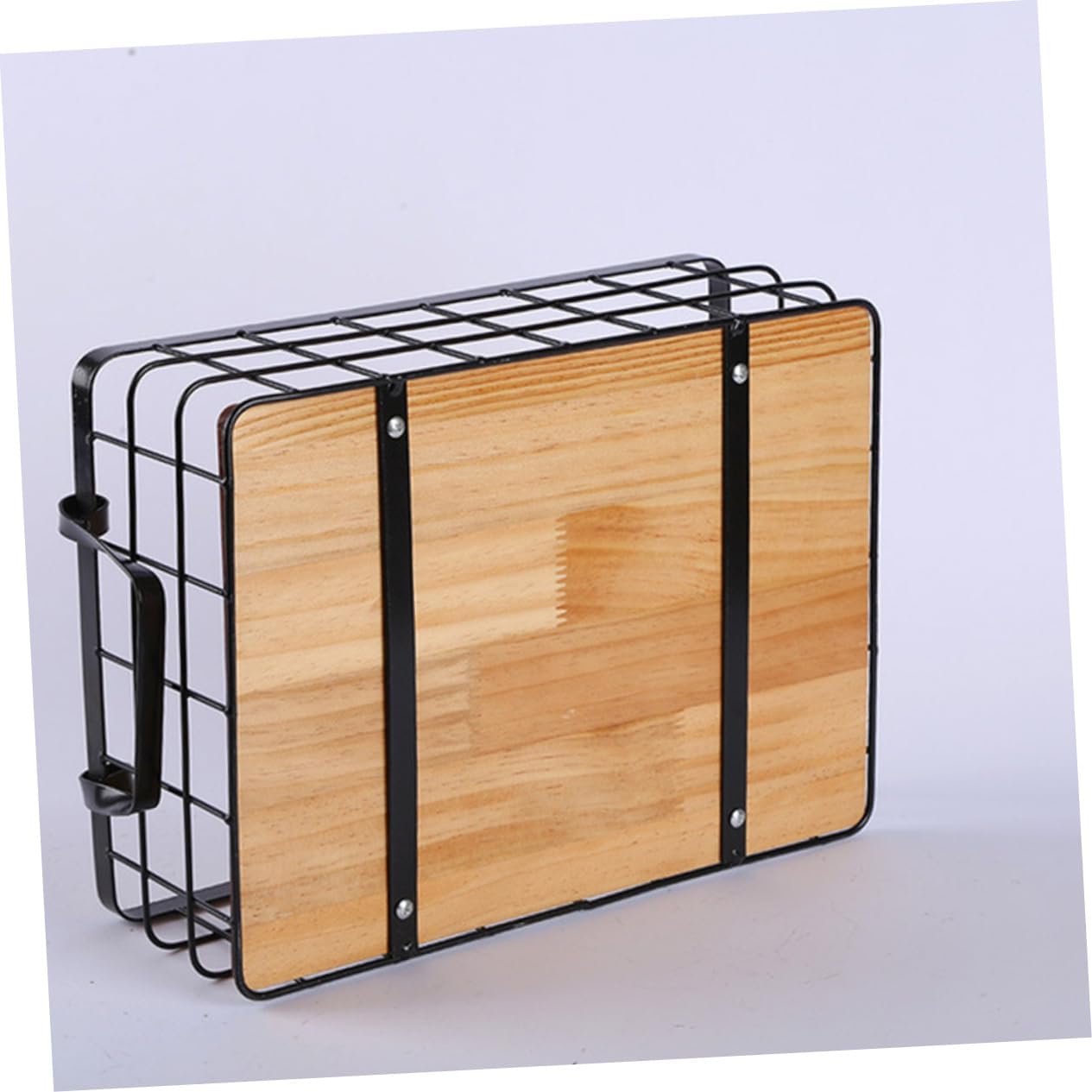 1pc Multi-purpose Iron Storage Basket Handle Decorative Black Kitchen Fruit and Snack Display Basket Medium for Organizing Home and Kitchen