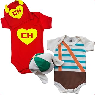 Kit Body Mesversário Chaves + Chapolin + boina Meninos Temático 100% algodão