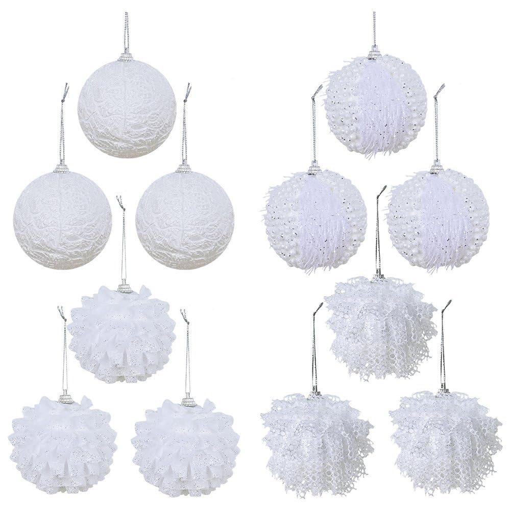 Ornements de fête pour le sapin de Noël en dentelle fine et paillettes durables