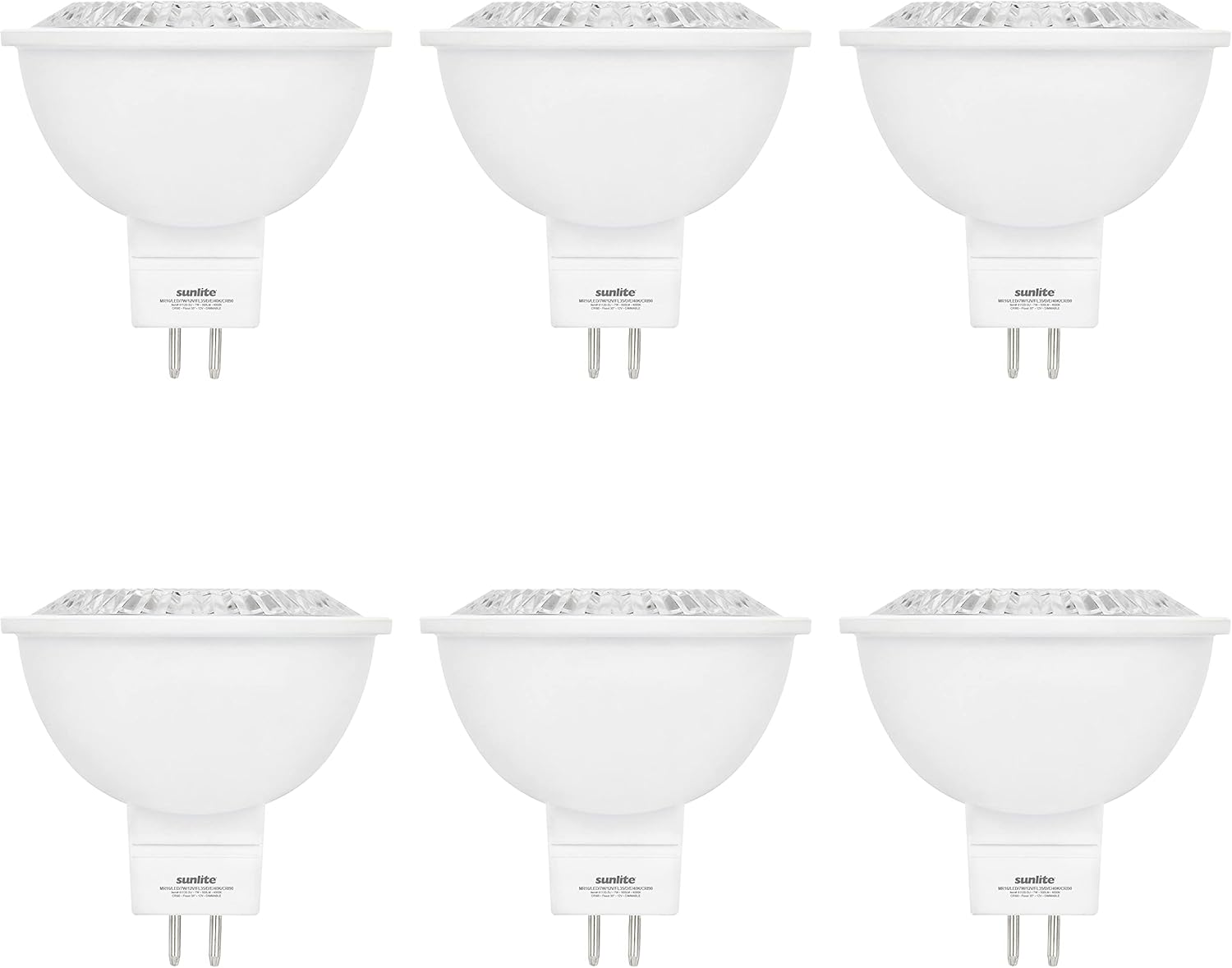 Sunlite LED MR16 Reflector Spotlight Bulb, 7 Watts (50W Equivalent) 12V, 500 LM, 90 CRI, GU5.3 Bi-Pin Base, Dimmable, T20 Compliant, UL Listed, 4000K Cool White, 6 Pack