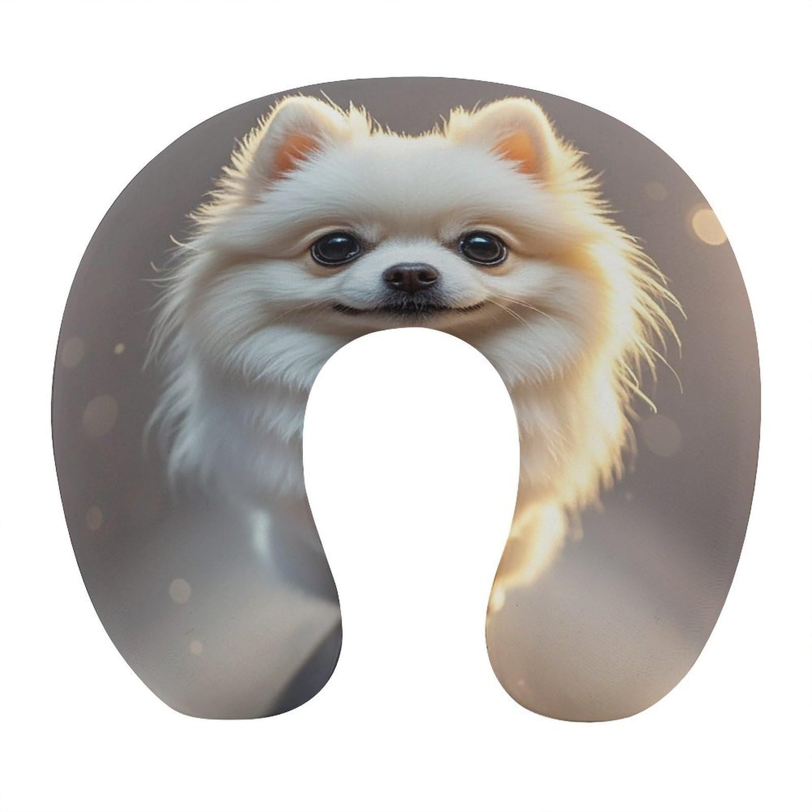 FekiLoot Lovely Pomeranian Travel Pillow Comfortable U Shape Memory Foam Pillows Neck and Head Support Portable Travel Neck Pillow Suitable for Planes Trains Self-Driving Cars