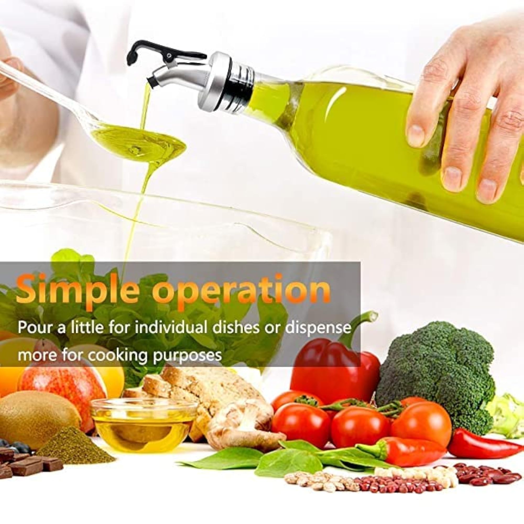 KREZON Glass Oil Dispenser & Vinegar Dispenser Set, Kitchen Essentials