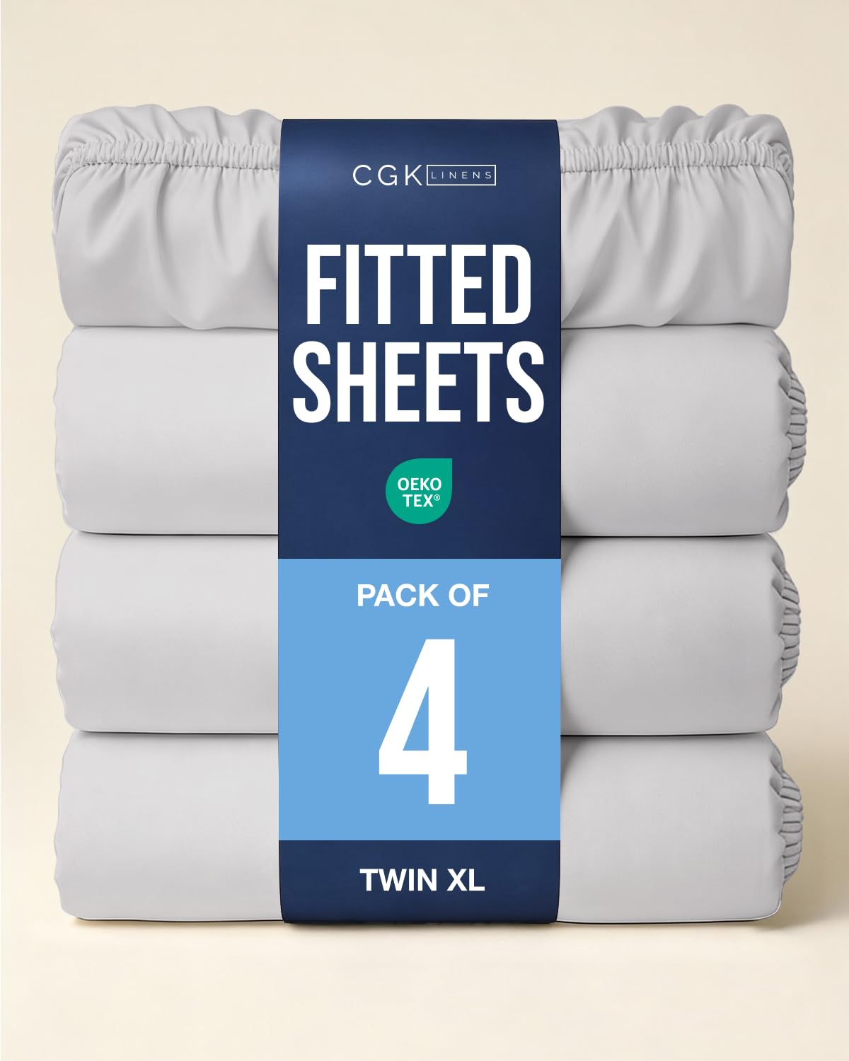 Twin XL Fitted Sheet - Pack of 4 College Dorm Essentials - French Grey