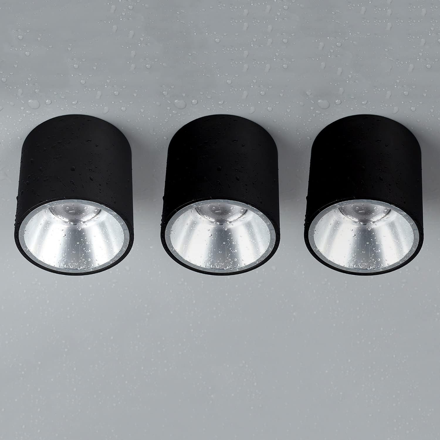 LED Ceiling Spotlight IP65 Waterproof Directional Ceiling Light Fixtures, 7W Surface Mounted Downlight, Gallery Picture Lighting, 3 Packs Spotlights Bathroom Downlights