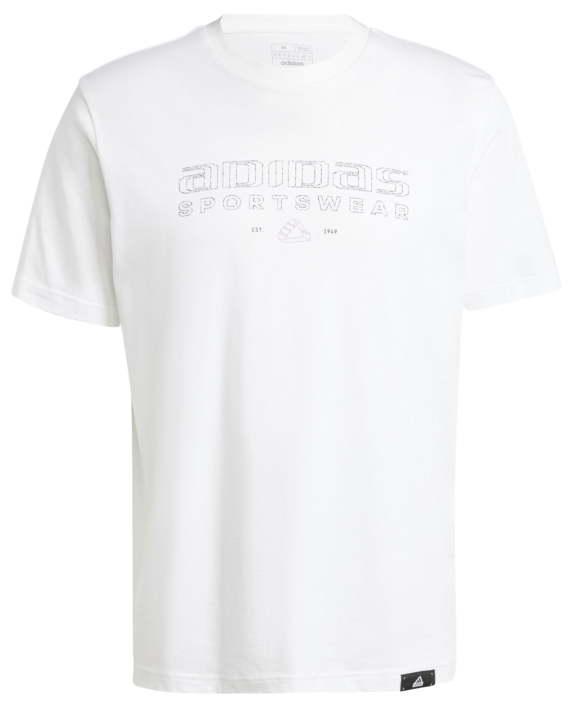 adidas Men's TECH Linear Graphic TEE, White, M Tall