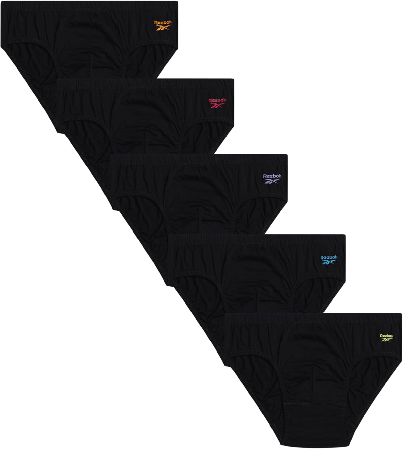 Reebok Low Rise Mens Briefs - 5 Pack Soft Cotton Underwear with Supportive Contour Pouch - Supportive Fit for Everyday Wear