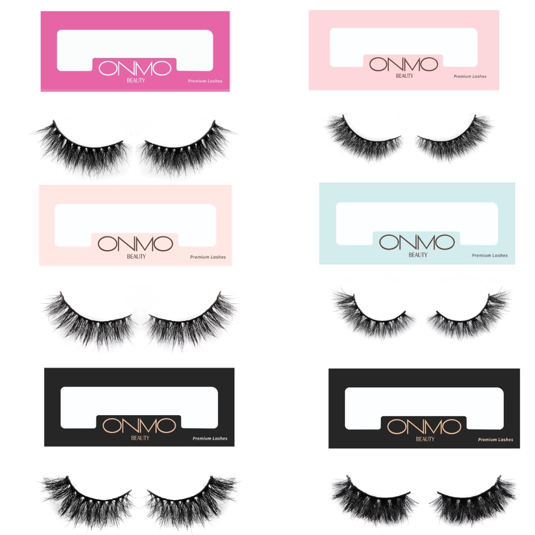 ONMO Beauty False Eyelash For Women-Natural & Lightweight Faux Mink Fake Eyelashes/Long Lasting 5D Eyelashes/Soft Black Reusable Cat Eye Lashes-Shades-Roseate,Peaches,Rani,Ocean,Chic,Amore