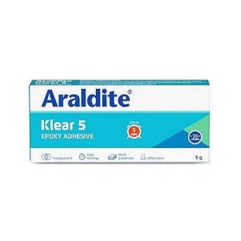 Araldite Adhesive Klear 5, 5g (R & H 2.5 g), Transparent Epoxy Glue with 5 Mins of set time for quick fix & repair, Ideal as metal glue, glass glue, wood glue for furniture, waterproof glue