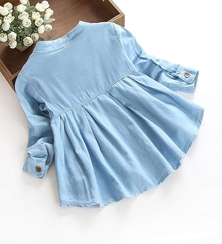 Miniatura 3 de EISHOW Blusa de manga larga para niñas pequeñas, con dobladillo con volantes, camiseta de mezclilla, primavera, otoño, casual, ropa de princesa