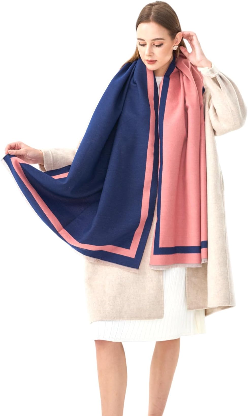 ™ Women Oversized Cashmere Wool Shawl Elegant 2 Tone Wrap for Wedding Bridesmaid Gift Evening Dress and Winter Style