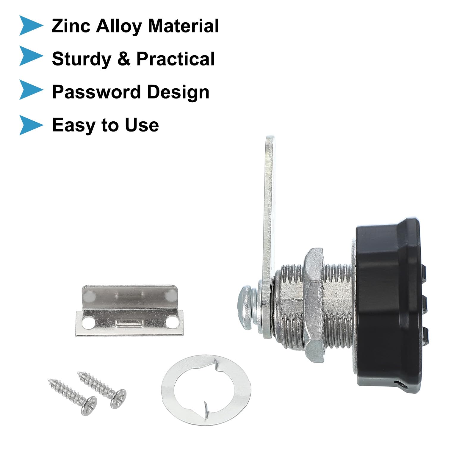 PATIKIL Combination Cam Lock Zinc Alloy Keyless 3-Digit Password File Cabinet Lock 5/8" Cylinder Chrome Finish Security Lock with Screw for Drawer Cupboard Black - Image 3