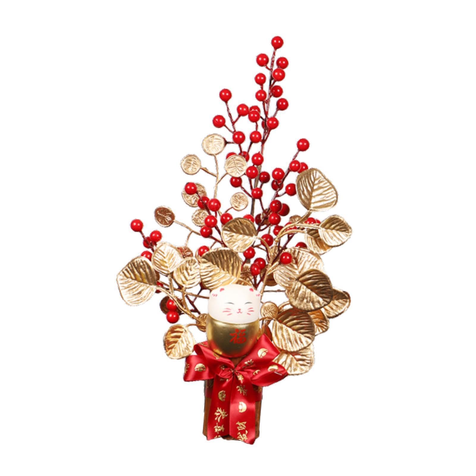 TWISAXC Celebratory Spring Festival Statue Chinese Elegant Craft Desktop Ornament Décor Gift Tabletop Ornament Housewarming Gift