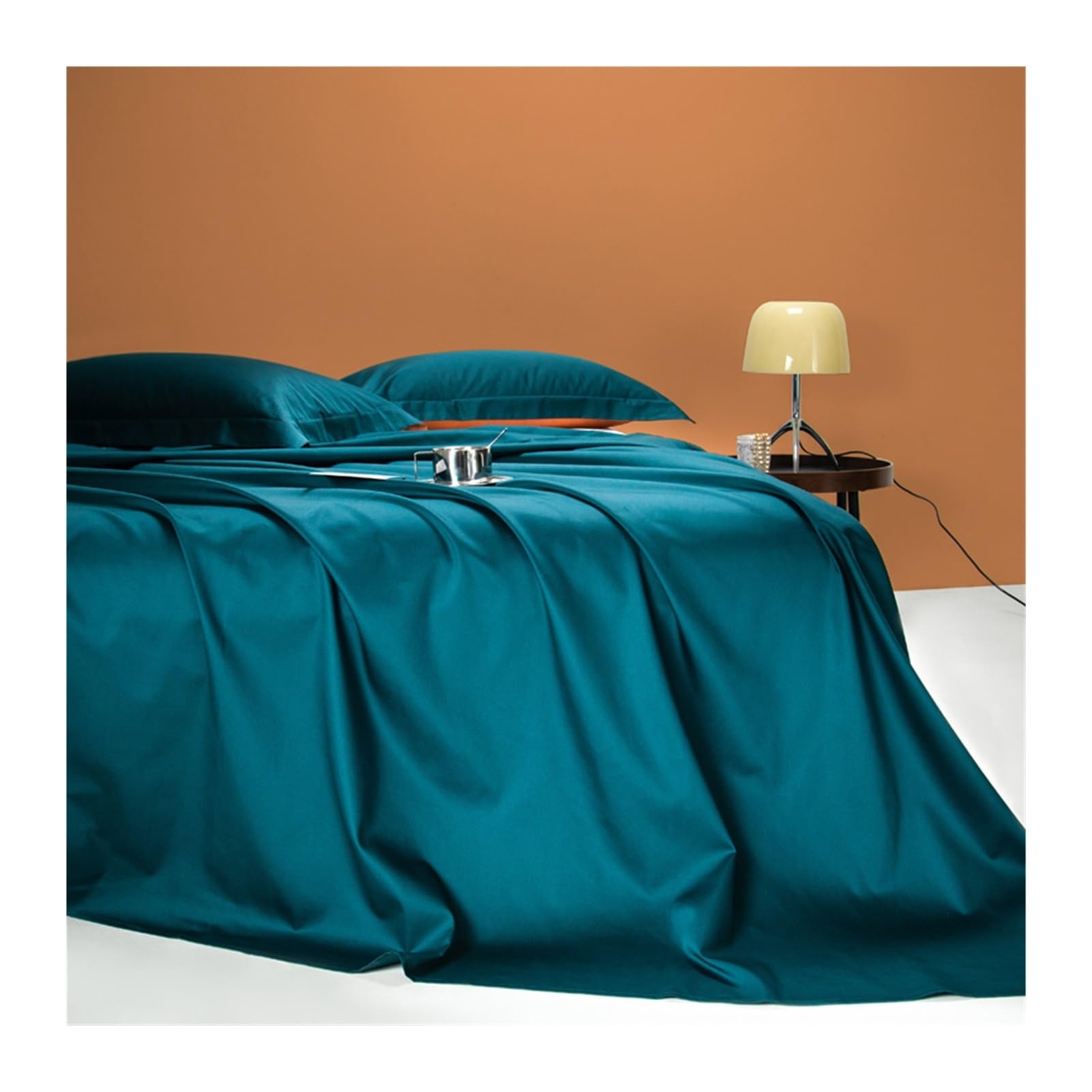 Sábana encimera Cama 90cm a 200cm Sábana Plana de satén 500 Hilos 100% algodón Puro Individual Queen King Suave Transpirable(Dark Green,160x230cm)