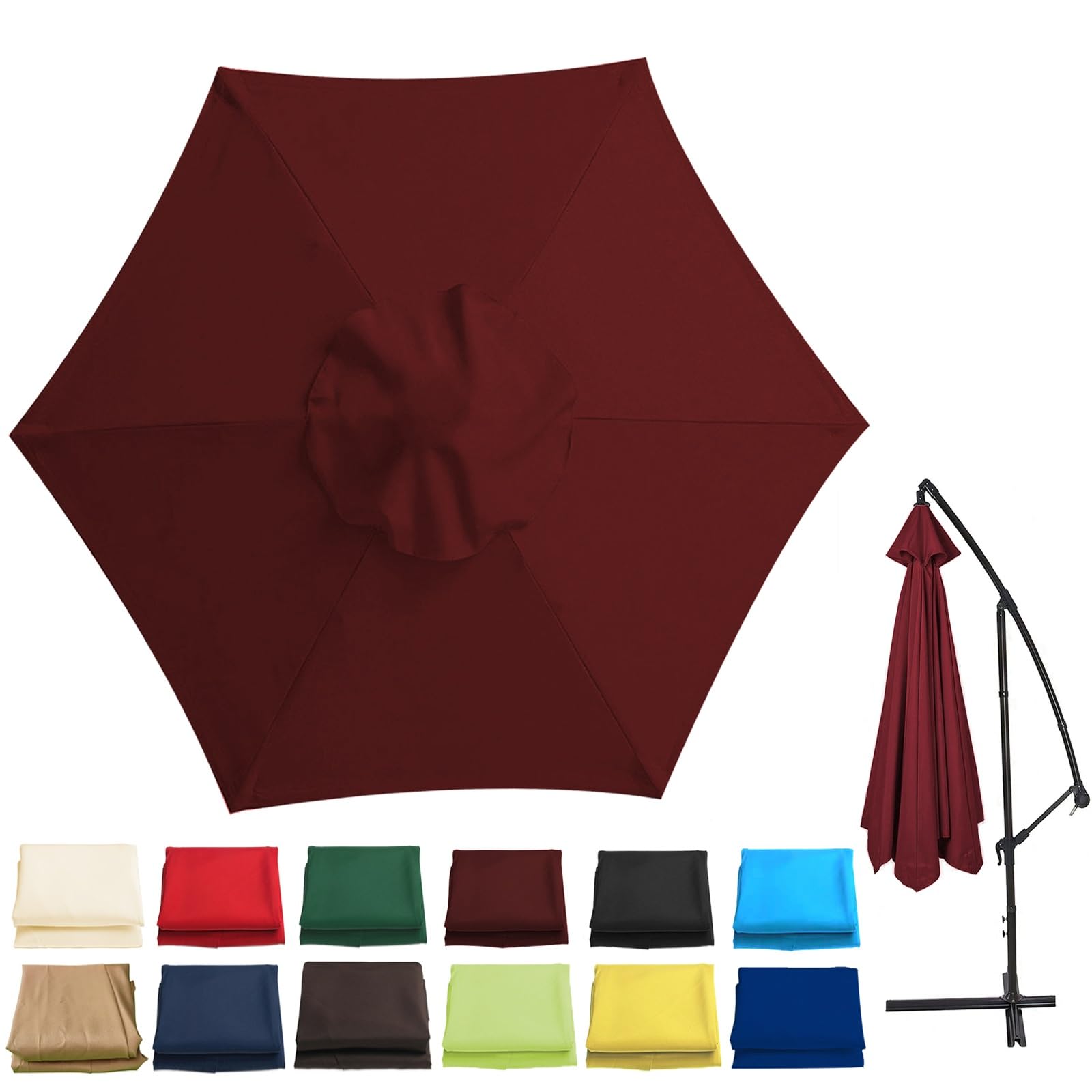 Toile parasol déporté usée ? Remplacez-la avec la housse de rechange Bury 270 cm 8 ribs