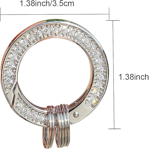 Miniatura 6 de Llaveros de cristal para mujer, con diamantes de imitación brillantes, sistema de llavero decorativo con 3 anillos de grupo, Oro, Pequeño, Bling