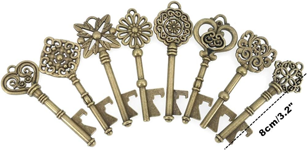 Amazon Crazy 🔥 Deals 80pcs Skeleton Key Bottle Opener Wedding Party Favor Souvenir Gift with Escort Tag and Jute Rope(Bronze Tone,8 styles)