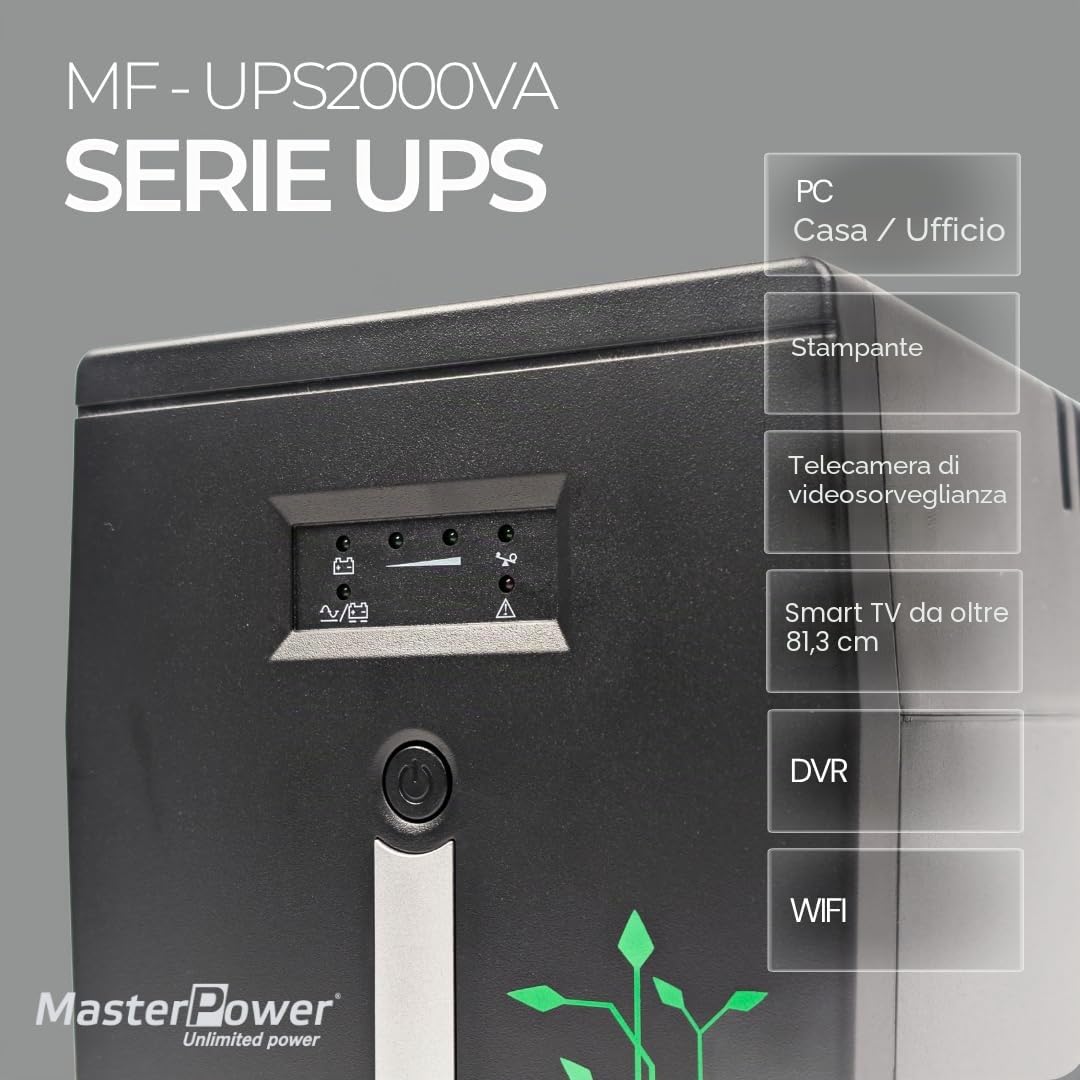 Gruppo di continuità UPS Master U-Power 2000 VA 1200 W 4 prese Schuko