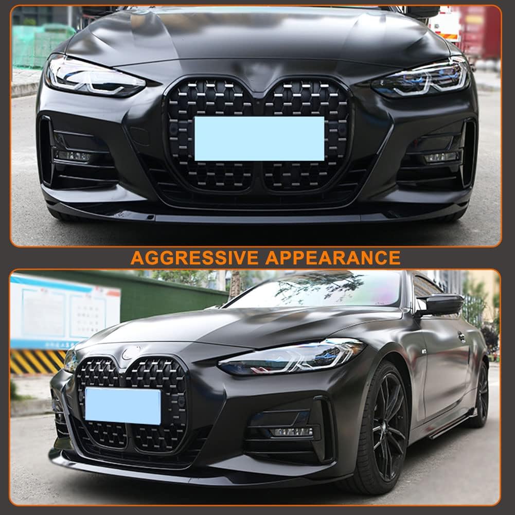 MCARCAR KIT Front Bumper Lip Fits for BMW 4 Series 2-Door G22 G23 M Sport Coupe&Convertible 2020-2024 430i 440i Gloss Black Car Front Bumper Lip Body Kit Trim Protection 3pcs/Set
