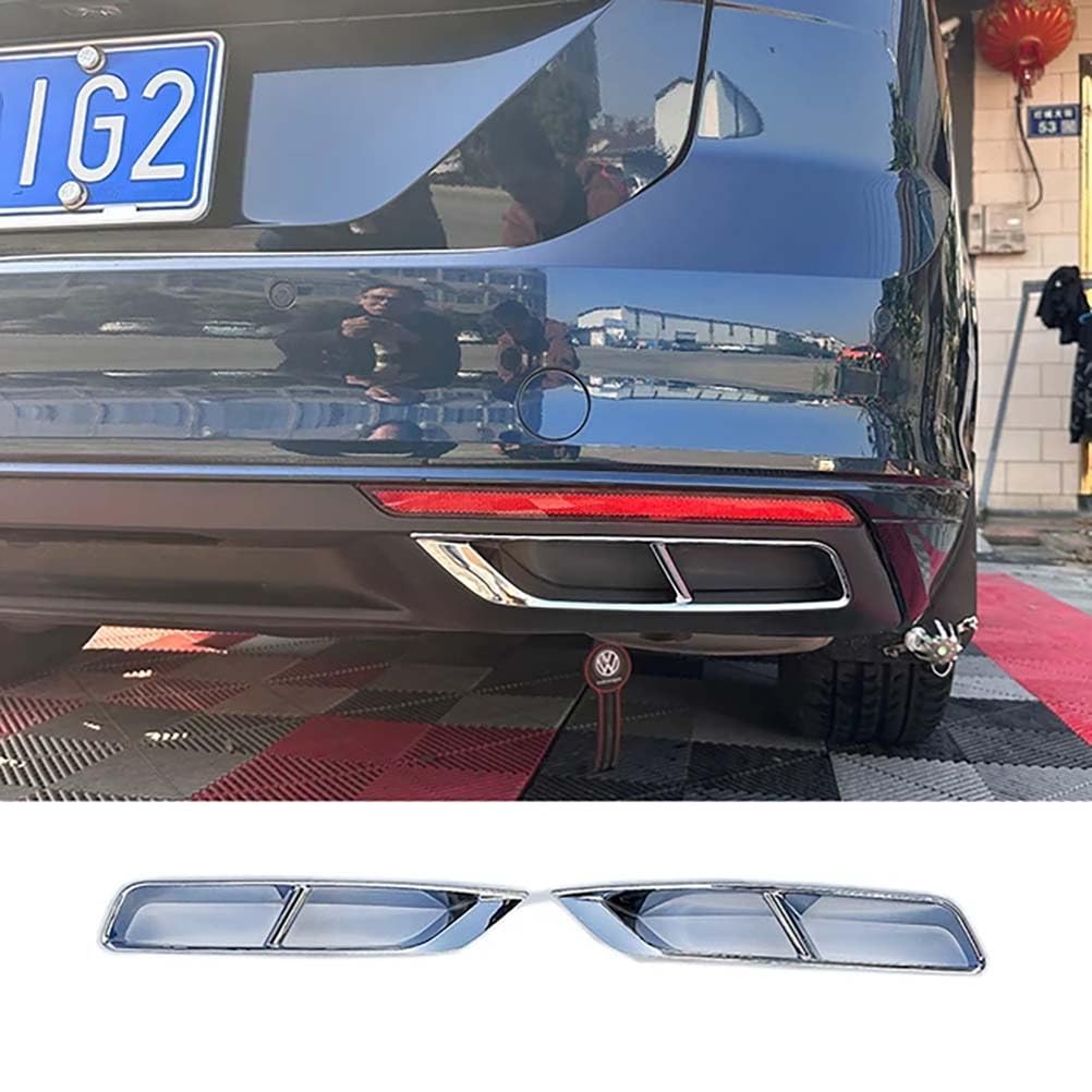 MYMOMS 2 Stück Heckstoßstangen-Zierstreifen Auspuff Chrom Helle Streifen Stoßstange Dekoratives ABS-Zubehör für VW Passat B8.5 2020 2021 2022 2023,Silver