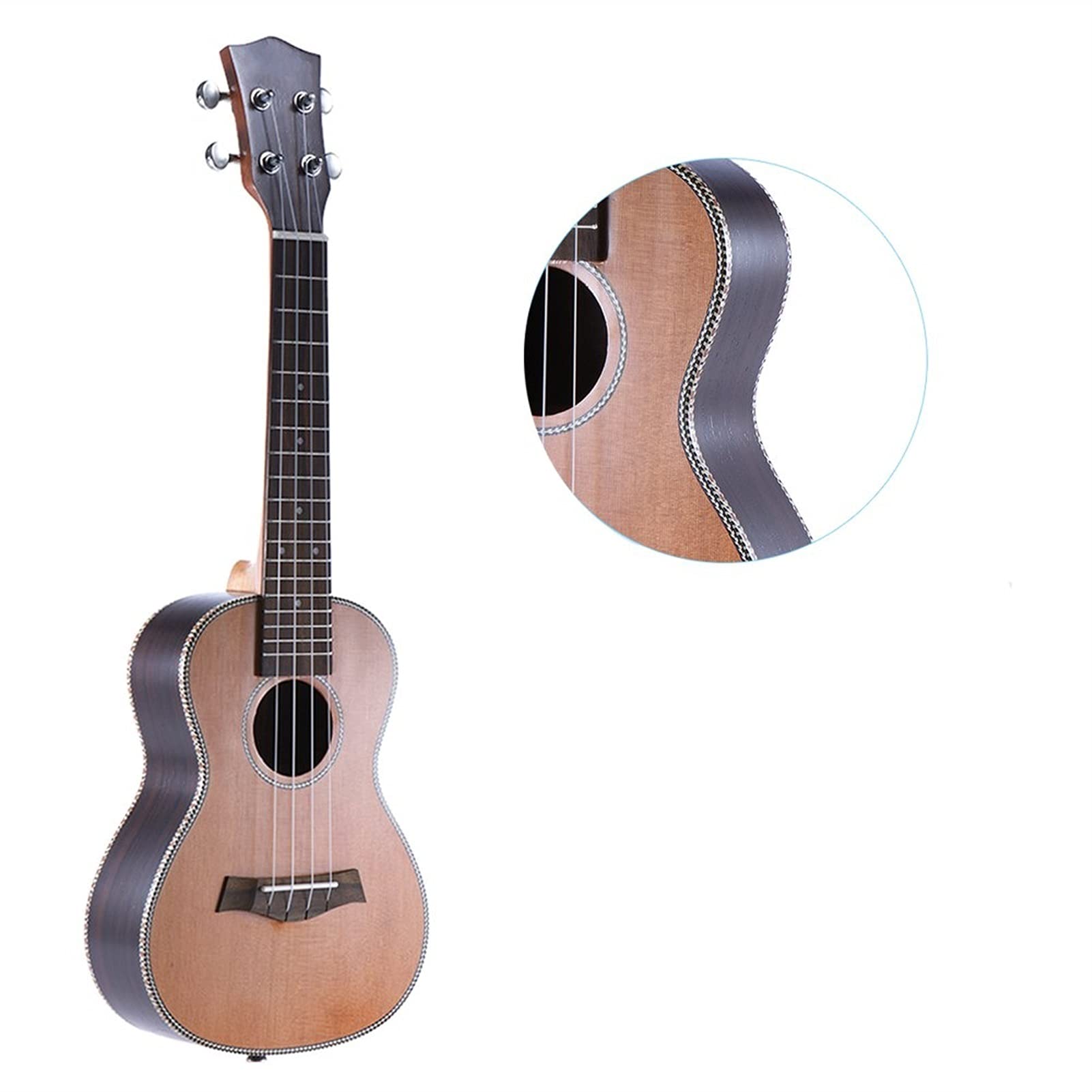 Ukulele koncertowe Początkujący Ukulele 24- calowy Ukulele Acoustic Sopran Ukulele 18 Frets 4- String Neck Rosewood Fretboard Instrument Strunowy (Color : Light Yellow)