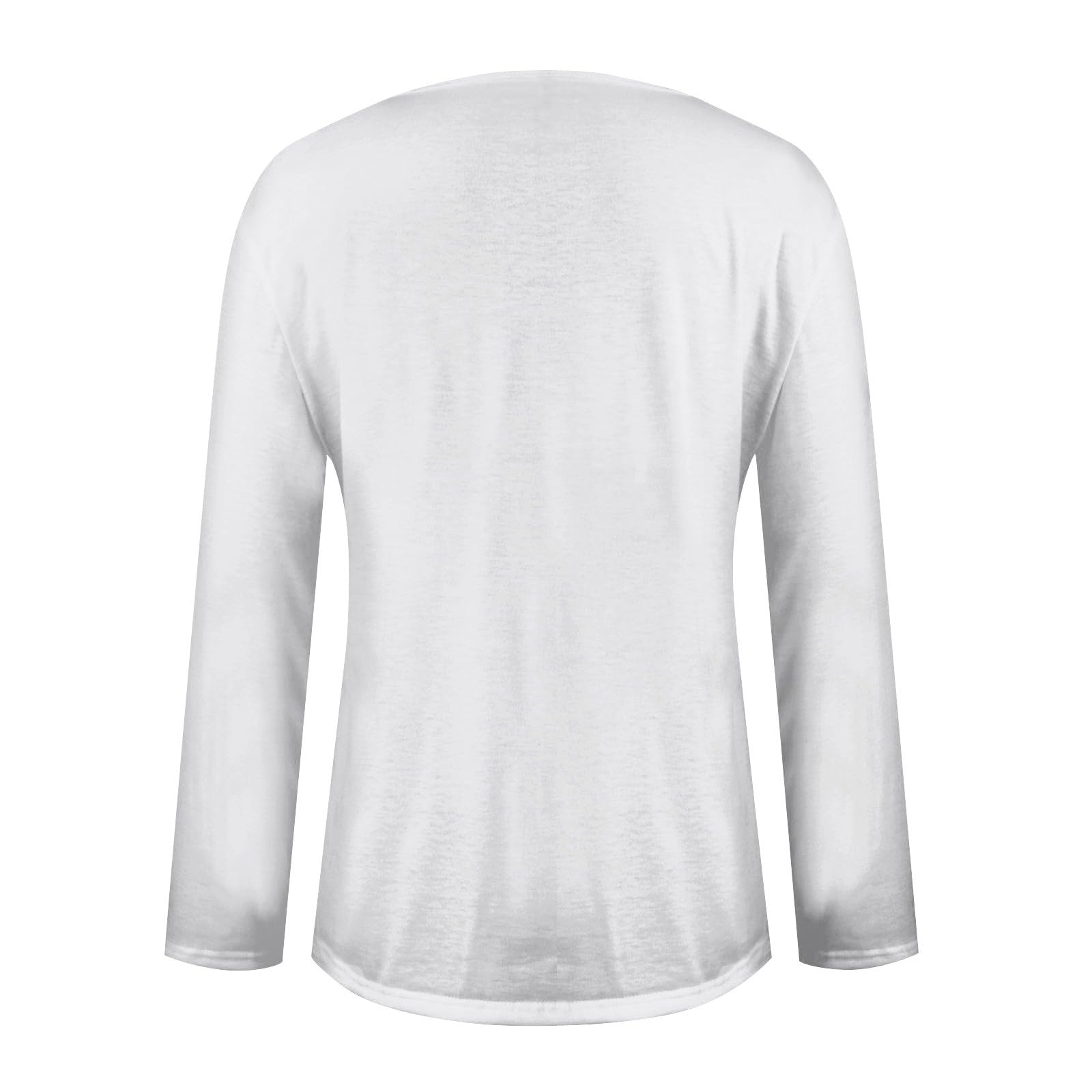 Camicette Donna Divertente Manica Lunga Nubilato Taglia Grossa Autunno Tinta Unita Tops Leggero V Neck Sottile