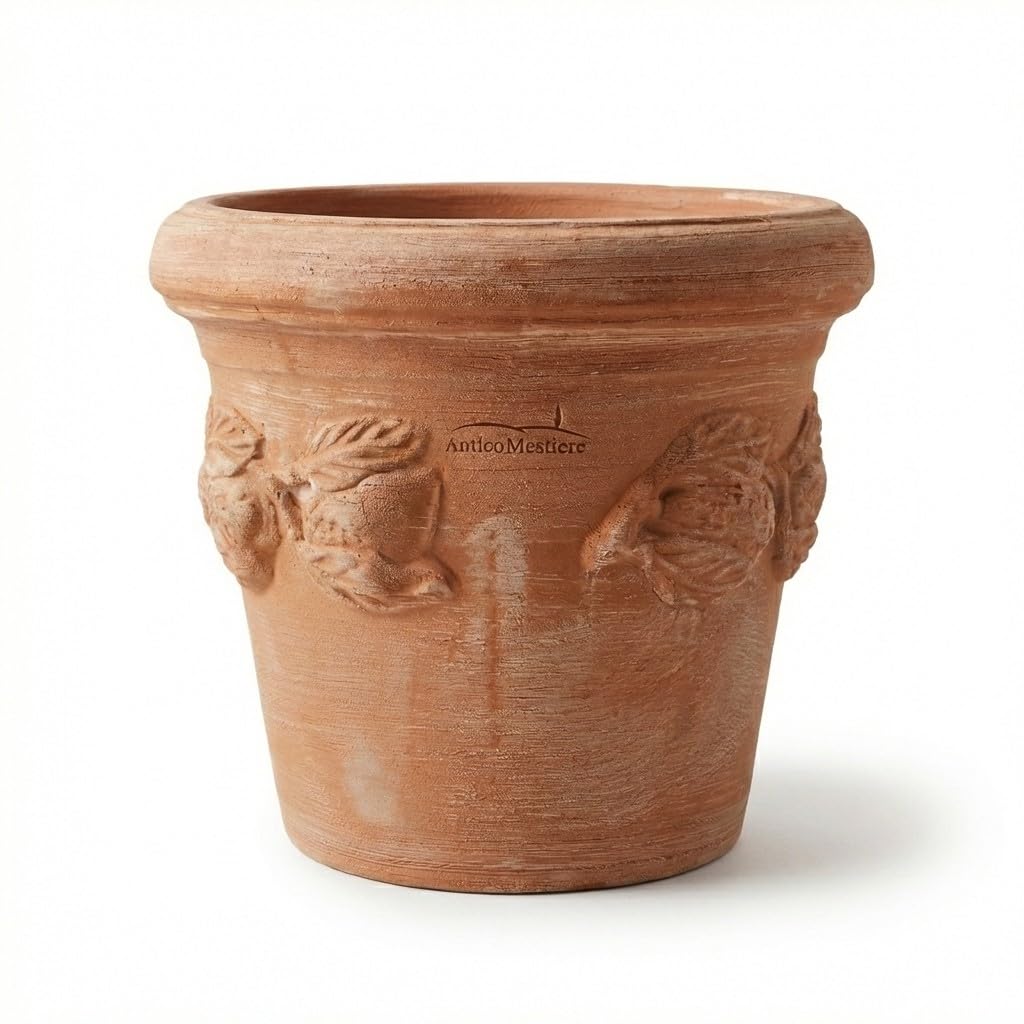 Teramico Liscio Toscana Limoni Toscana - Vaso da fiori in terracotta artigianale italiana, 25 cm - 40 cm, assolutamente resistente al gelo, terracotta italiana (30cm, Limoni Toscana)