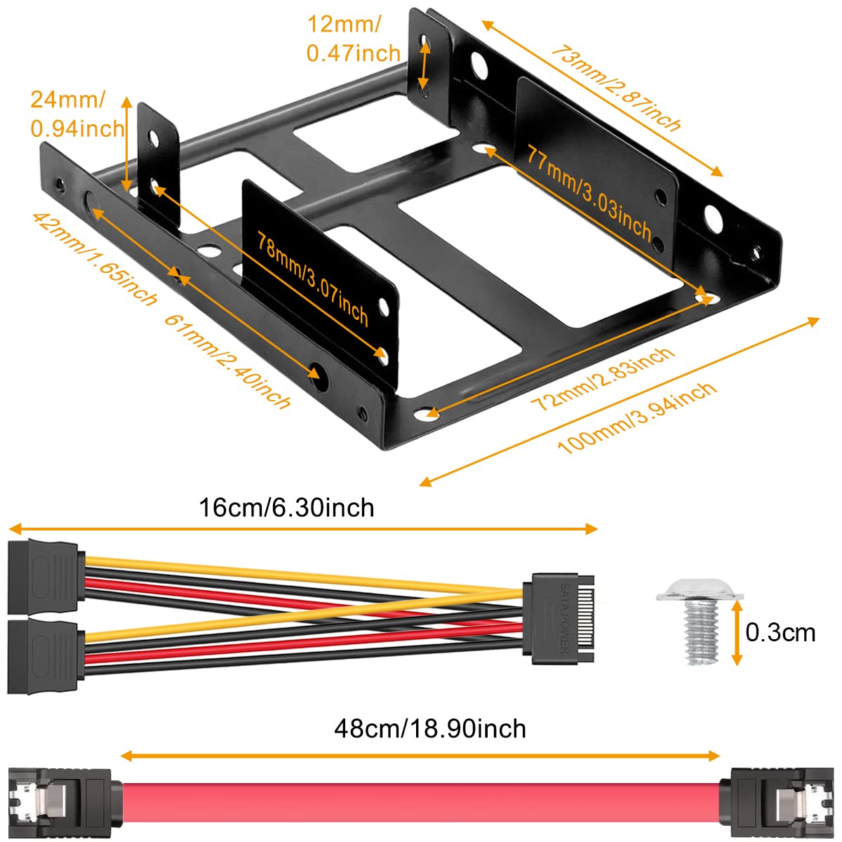 Adaptateur Ssd Support Disque Dur PC - Adaptateur 2.5 Vers 3.5 - Métal Caddy Disque Dur 2.5
