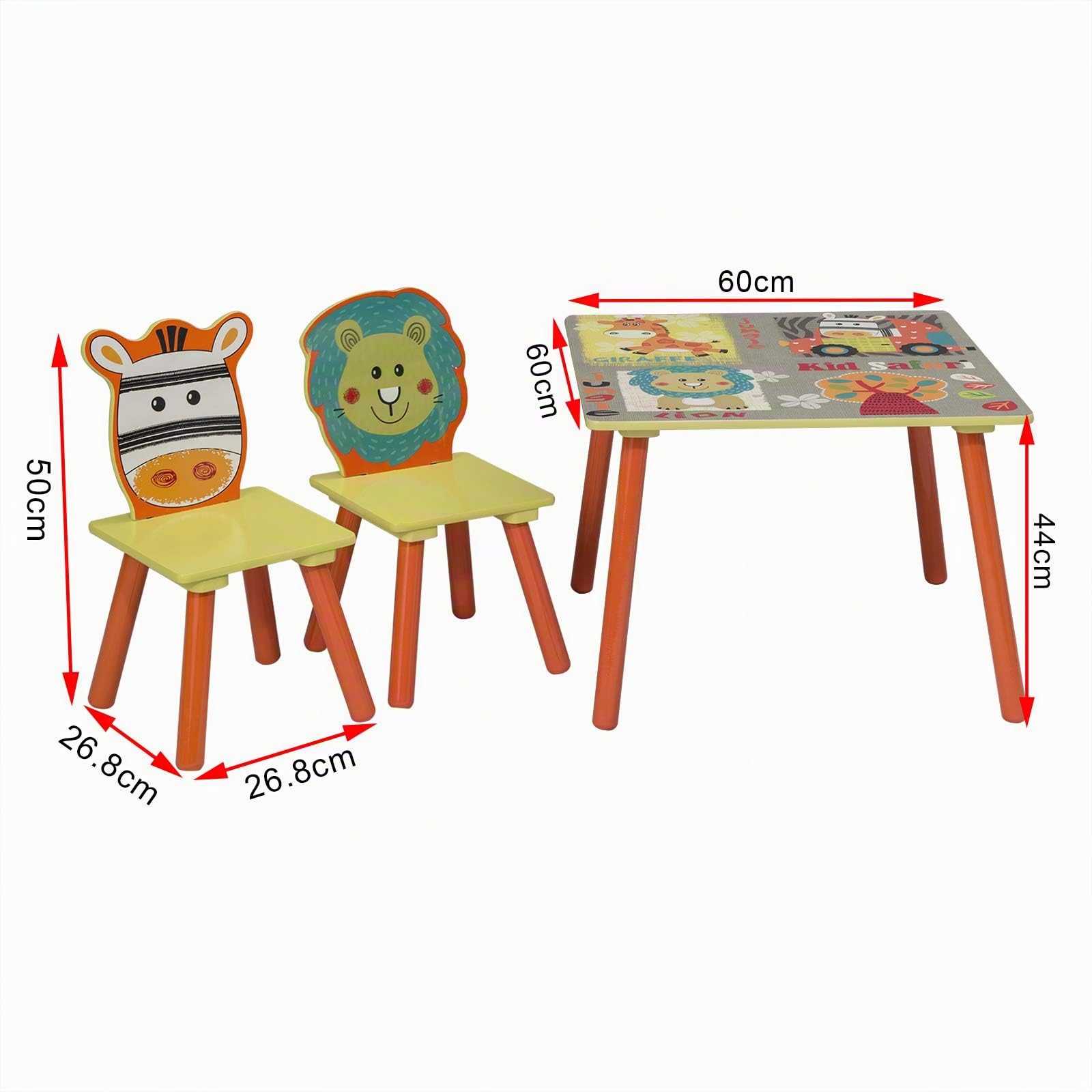 WOLTU 3 uds. Grupo de Asientos para Niños Mesa y 2 Sillas Muebles Animales del Bosque Juegos de Mesa y sillas en Edad Preescolar Muebles para Niños