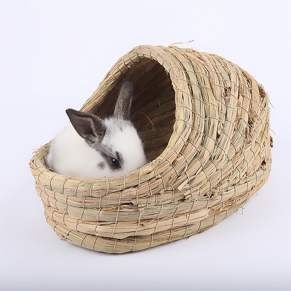 NOLITOY Rabbit Nest Rabbit Grass Bed Bedding House Bunny Grass Hamster Habitat Dwarf Hamster Cage Hamgers Mat Woven Mat Critter Cage Cava Bunny s Straw Chew