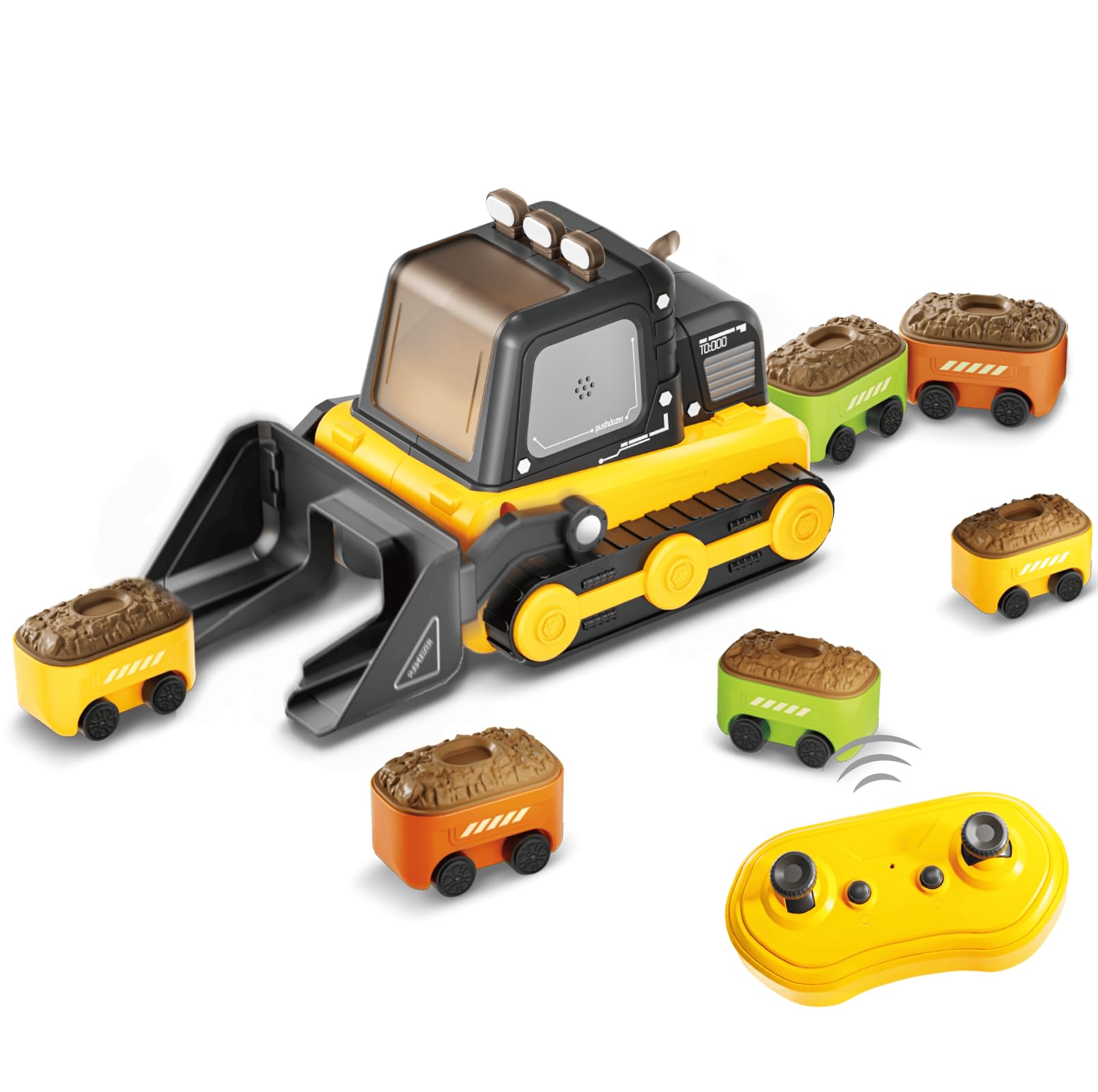 Remote Control Excavator Toy for Kids Ages 6+, Magnetic Toy Game with Music, Kids Gift (Yellow)
